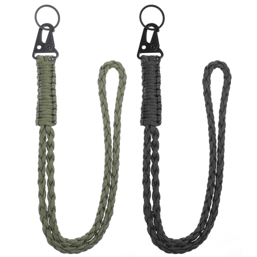 Gjinxi Heavy Duty Paracord Neck Lanyard Keychain for ID Badges Braided Keychains, Strong Paracord Braided Lanyard with Metal Clip Key Ring for Outdoor Activities, Camera, Wallet, Activities, Travel