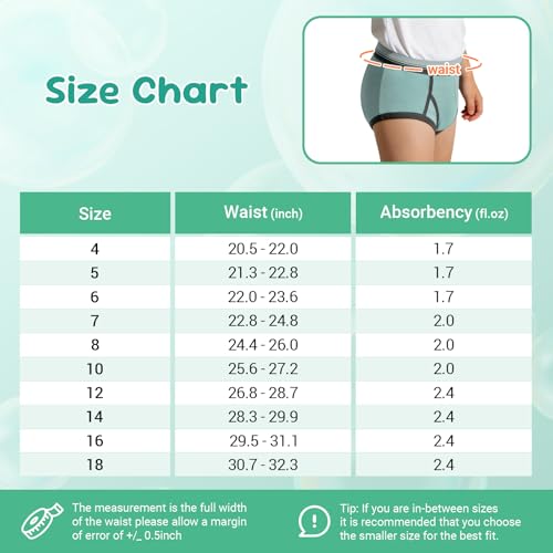 Image of Carer Washable Cotton Front Absorbent Briefs for Boys, 3-Pack Reusable Breathable Leak-Proof Kids Regular Underwear for Light Daytime Incontinence (Multi-Colored, Size 7)