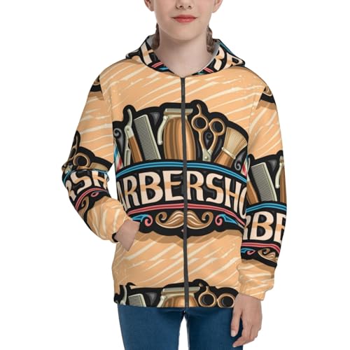 Barbershop Kids Pullover Hoodies Boys Zip Up Sweatshirts Girls Athletic Clothes with Pocket3