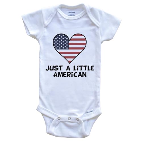 Just A Little American Baby Bodysuit - Cute United States Flag