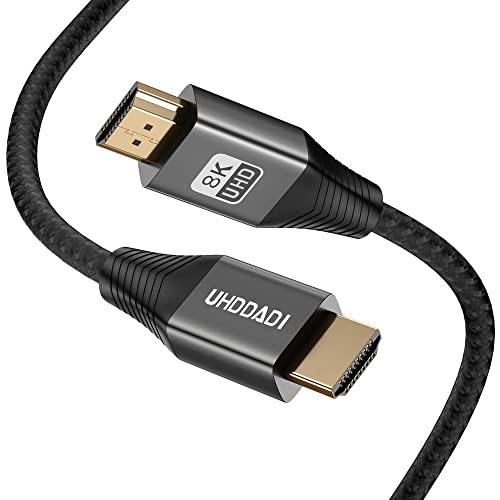 8K HDMI-Kabel, 4,6 m, Uhddadi HDMI-Kabel 2.1, 48 Gbit/s, High Speed, 8 K@60 Hz, 4 K@120 Hz, HDMI-Kabel, geflochten, unterstützt HDCP 2.2 & 2.3, 3D, VRR, HDR10, kompatibel mit Roku TV/PS5/HDTV/Blu-ray Cover
