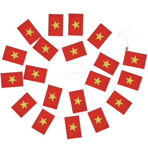 Image of AZ FLAG Vietnam 6 meters BUNTING Flag 20 flags 9'' x 6'' - Vietnamese STRING flags 15 x 21 cm