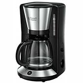 Russell Hobbs Macchina da Caffè Americano Programmabile con Timer 24h, Display LCD, Filtro Lavabile, Piastra Riscaldante, Funzione Stop-Goccia, Caraffa in Vetro 12 Tazze 1000 W – Adventure 24010-56