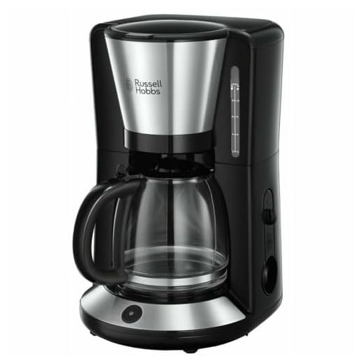Russell Hobbs Adventure kaffebryggare, 1.25l glaskanna, upp till 10 koppar, automatisk avstängning, droppstopp, 1100 watt, filterkaffe, rostfritt stål, 24010-56
