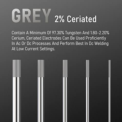 Image of YESWELDER TIG Welding Tungsten Electrode 2% Ceriated | 10-pk 1 /16 inch x 7 inch Gray WC20 /EWCe-2