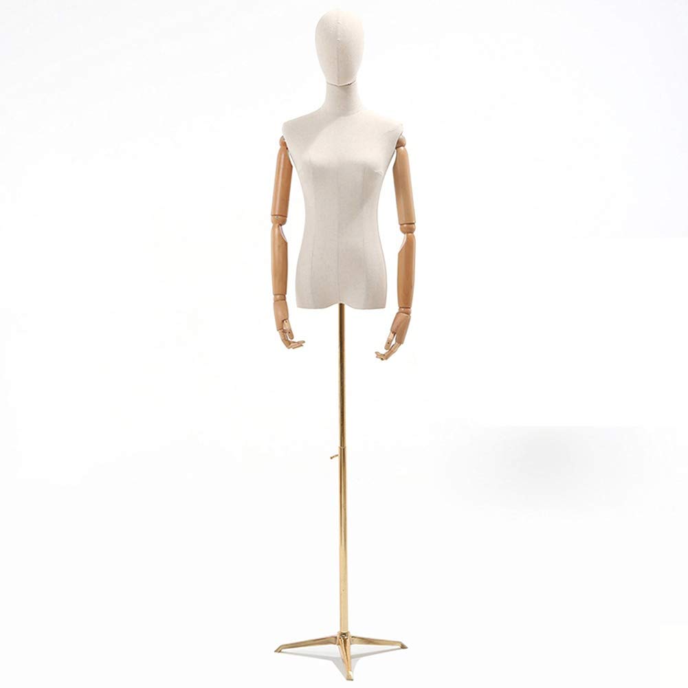 UWYTGF Female Mannequin Torso Body Head Manikin Dress Form with Height Adjustable Metal Tripod Stand,Women's Clothing Model Display Beautiful Scenery,with Arms-Medium,with Arms,M