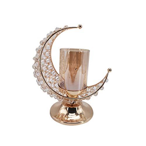 VIVIXIXILAOJH Ramadan Candlestick Moon Shaped Candle Stand Holder for Eid Mubarak Candlestand