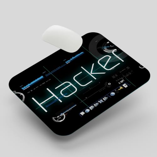 Image of ELIFF Hacker Tech Mouse Pad, Futuristic Digital Design, Non-Slip Base, 3mm Thick, Polyester, 190mm x 230mm, for Gamers and Programmers