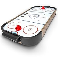 GoSports 30 Inch Table Top Air Hockey Game for Kids - Portable, Battery Operated Game Table - Oak