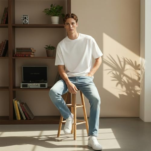 Image of Van Heusen Men's Premium Cotton Oversized Drop Shoulder Brand Logo T-Shirt