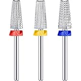 3 Pieces Nail Carbide 5 in 1 Bit Multi-function Tapered Shaping Nail Drill Carbide Nail Drill Bit Use for both Left to Right Handed, 3/32 Inch Nail Bit for Fast Remove Acrylic Gel Nail (Silver)