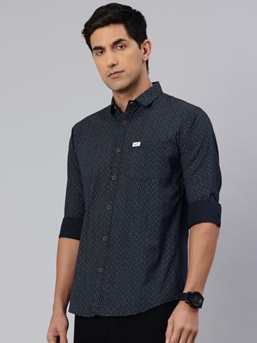 Image of Majestic Man Custom Geometric Printed Pure Cotton Slim Fit Casual Shirt