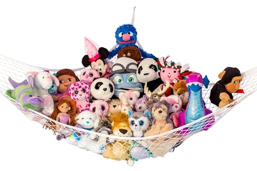 Image of Stuffed Animal Hammock XL | Corner Stuffed Animal Storage & Plushie Net | Extra Large Toy Hammock for Stuffed Animals | Easy Hang, Hardware Included | White Bedroom Decor | by Lilly's Love