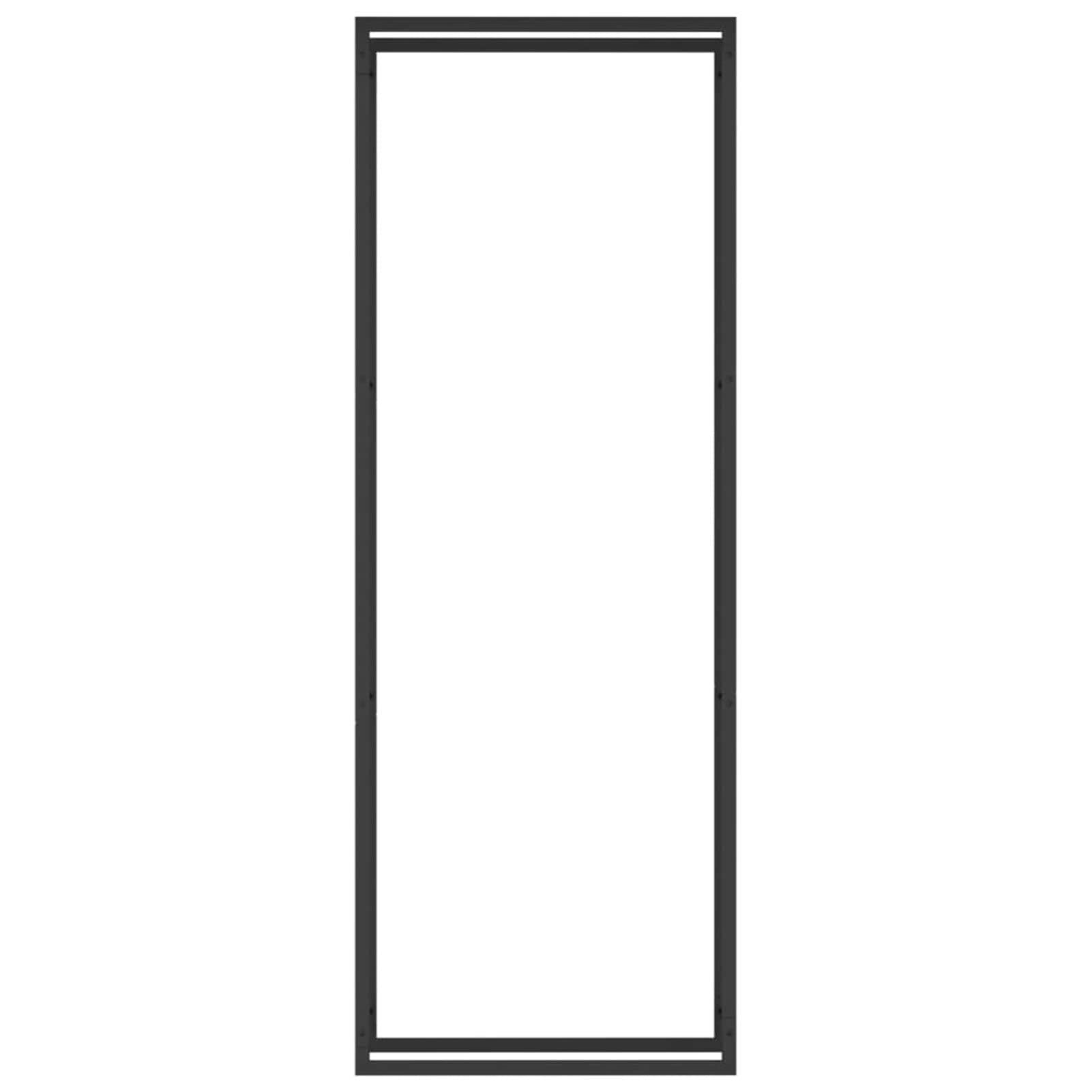 Homgoday Leñera negra mate 80 x 28 x 222 cm de acero, leñera de interior, estante de madera para chimenea y estufa