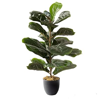 Royal Imports Artificial Fiddle Leaf Plant, Life-Like Ficus Faux Fig Tree, Dark Green in Decorative Planter - 28" Tall