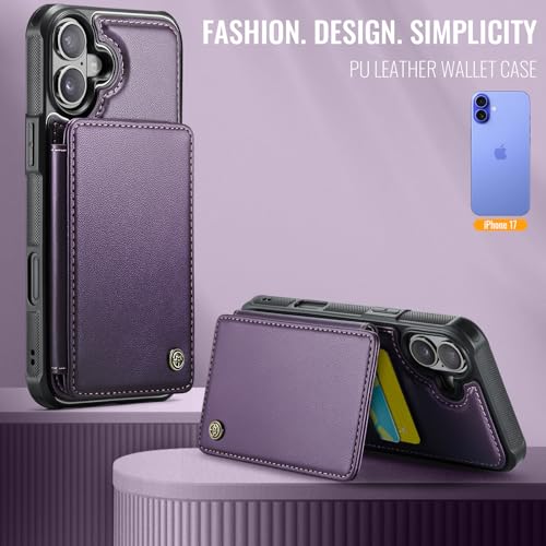 Vinich for iPhone 17 Wallet Case with Card Holder, RFID Blocking Credit Slots Kickstand Shockproof Phone Cover Fit for iPhone 17 6.3" Purple by Vinich - Image 8