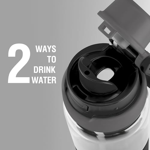 Image of MILTON Navi 800 2-in-1 Lid Sip or Gulp Water Bottle 800 ml | Sturdy Handle I BPA Free| Food-Grade | One-Touch Open | Leak-Proof | Ideal for Office, School, College, Gym, Black