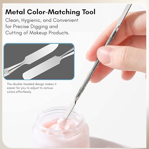 Beauté Secrets 5-well Stainless Steel Makeup Palette with Spatula Tool,Cosmetic Mixing Tray, Used for Mixing Foundations, Lipsticks, Eye Shadow, Lash Adhesive, Nail Art (6 x 4... - Image 4