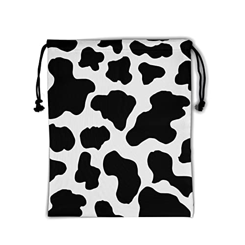 Image of Nerxy Cow Grip Bag for Gymnasts - Black White Grip Bags for Gymnastics Aesthetic Farm Animal Gym Bags Drawstring Storage Bags Spot Gym Pouch Bags