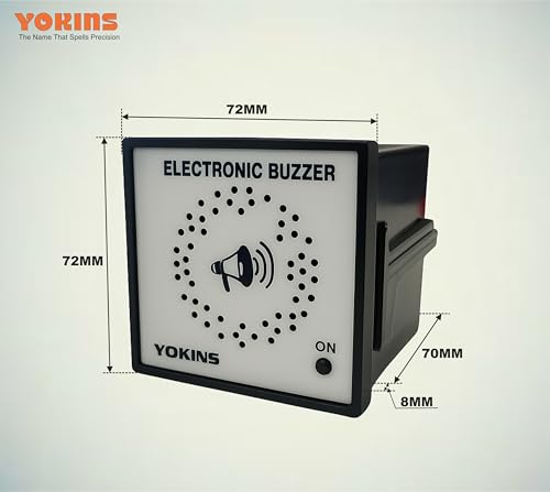 Image of YOKINS Electronic AC /DC Multi-Tone,Multi-Voltage Buzzer Hooter 72x72mm | Electronic Buzzer with LED Indicator, Panel Mountable, Black and White