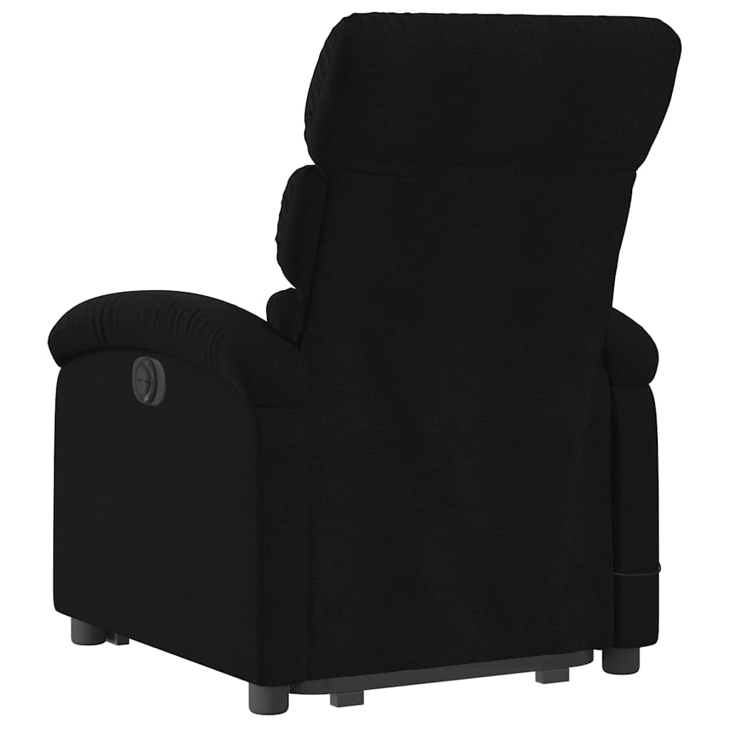 Sillón elevador eléctrico eléctrico negro de tela con 6 puntos de masaje y función reclinación 135 grados, cómodo y estable para adultos, asiento acolchado con marco