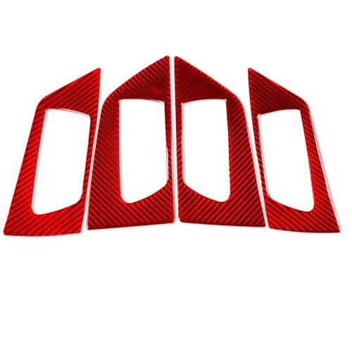Autocollant pour de voiture en carbone rouge : finition premium poignée intérieure RAV4 2014