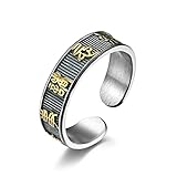 Beydodo Anillos de Hombre Acero Inoxidable,Anillos Personalizables 5.7mm Caracteres Chinos Vintage Anillo de Oro Barato Talla 14(54mm)