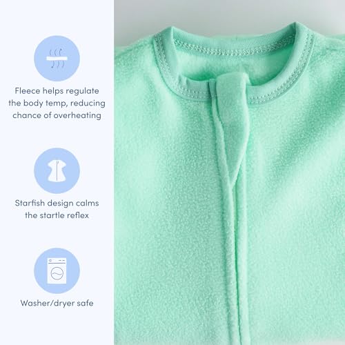 Image of SleepingBaby Zipadee-Zip Fleece Transition Swaddle - Arms-Out Wearable Blanket for Baby Sleep, Soft Breathable Fleece 0.8 TOG - Mint, Medium (6-12 Month)
