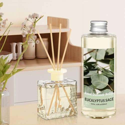 Image of STRN Reed Diffuser Refill, 200ml Long-Lasting Aromatherapy, Natural Eucalyptus Sage Fragrance for Home, Bedroom, Spa