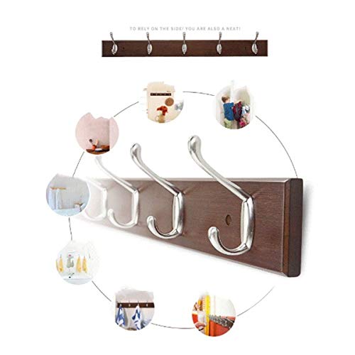 HJW Praktische opbergrek achter de deur ingang plank met 3 haken, wandmontage functie opbergrek voor woonkamer slaapkamer gang balkon display 48 cm x 7 cm x 1,5 cm 1Huiyang-01020, bruin - Image 4