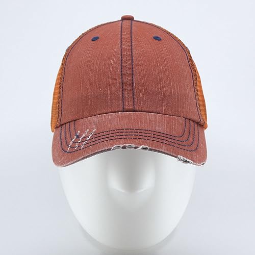 Image of The Vintage Year Distressed Cotton Unstructured Soft Mesh Breathable Adjustable Dirty Wash Dad Hat Trucker Baseball Cap