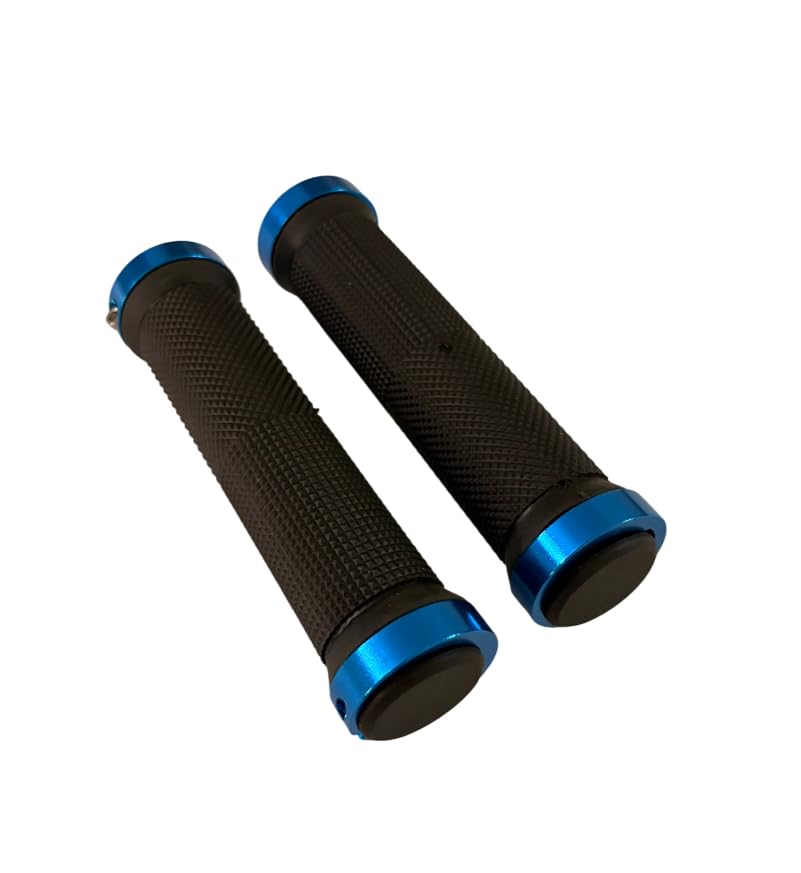 Image of Shrenik Cycle Hand Grip 13cms Length Non Toxic Anti-Slip with Colored Ring for MTB /City Bicycle Handlebar Grips (Black /Blue)
