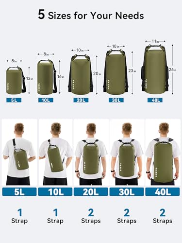 Image of HEETA Waterproof Dry Bag for Women Men, 5L /10L /20L /30L /40L Roll Top Lightweight Dry Storage Bag Backpack with Emergency Whistle for Travel, Kayaking, Boating, Camping, Beach, Cruise Ship Essentials