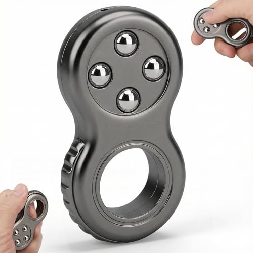 Image of 4 in 1Fidget Toy Finger Ring Sensory Press Botton for Kids Adults, Small Metal EDC Stress Relief Toy Gift for Men Women Office Classroom Prize -Black