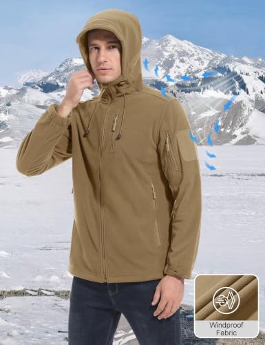 Image of CRYSULLY Men's Tactical Hoodies Jacket Warm Winter Fleece Jacket