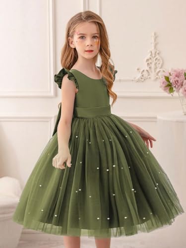 Image of TAGAS Girls Princess Party Dress | Mesh Layered Fit & Flare Frock for Girls | Pearl Embellished Tulle Dress | Birthday Dressess | Wedding Kids Fancy Frock (3-11 Years)