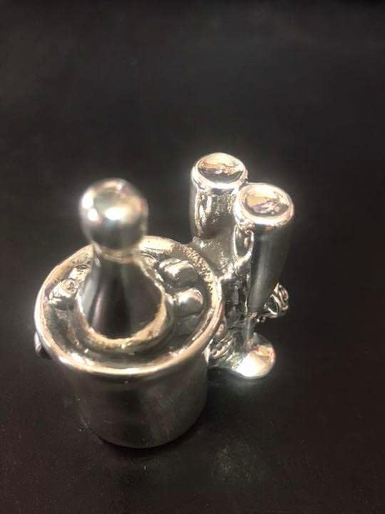 銀製ミニチュア シャンパンとグラス 銀製ミニチュア シャンパンと