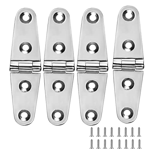 Odysunral Boat Strap Hinges, Marine Hinges, 4 Inch X 1 Inch (102Mm X 26 Mm), Stainless Steel Hinges, Metal Hinges, 316 Stainless Steel With Screws (4 Pcs) #TOP3