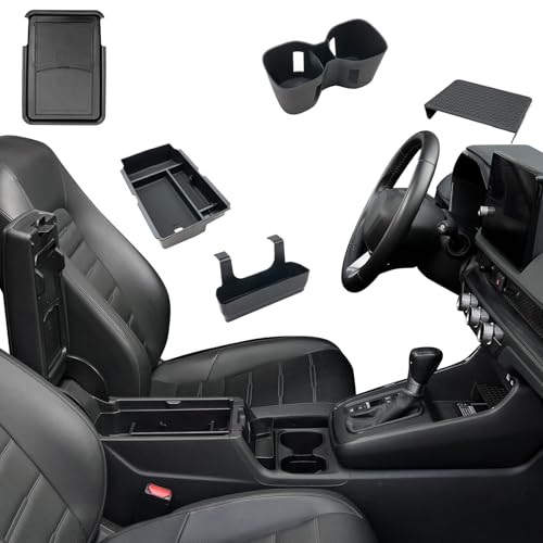 5PCS Center Console Organizer Tray for 2026 2025 2024 2023 Honda CRV Accessories Armrest Storage Box and Drawer Armrest Hidden Storage Box Dashboard Organizer Tray and Cup Holder for Honda CR-V