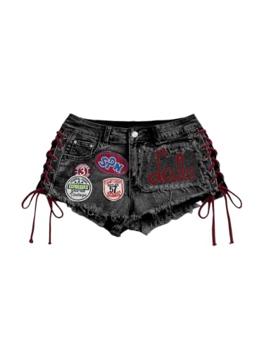 Amazon.com: SOLY HUX Women's Y2k Outfits Denim Shorts Lace Up