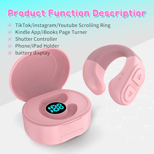 TikTok Scrolling Ring Remote Control, App Remote Page Turner for iPhone ipad Android,Phone Camera Bluetooth Remote Controls Scroll Ring with Stand (Pink) - Image 6