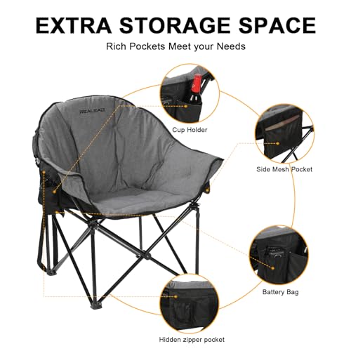REALEAD Silla de Camping Calefactable Oversized con acolchado completo miniatura 7