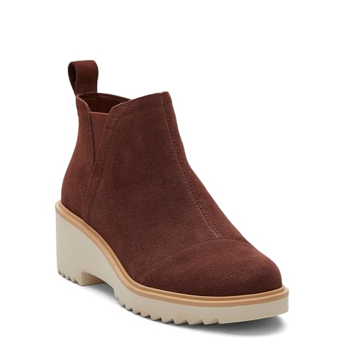 Image of TOMS Women's Maude Wedge Boot, Leather Upper, OrthoLite Insole, Side Zip, Lightweight