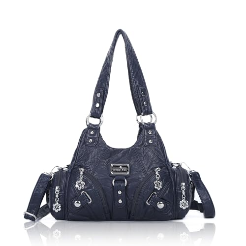 Image of Angel Kiss Purses for Women Small Hobo Shoulder Bags Vagen Leather Multi-Pocket Tote Bag with Zipper