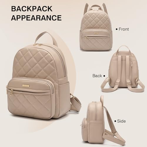 Image of Marvolia Mini Backpack Vegan Leather Small Backpack, Khaki | Fashion Backpack Purse, For Women, For Travel Work Shopping