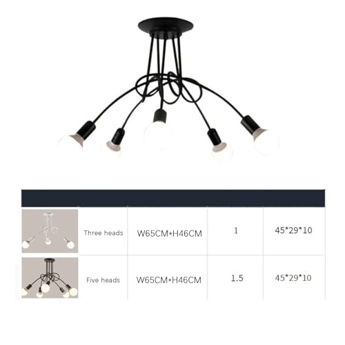 Plafonnier industriel E27 blanc à 5 têtes au design moderne de 65cm - 7