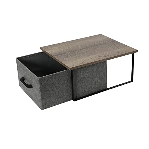 Household Essentials Stacking Storage Boxes With Laminate Top, Set Of 2, Ashwood #TOP6