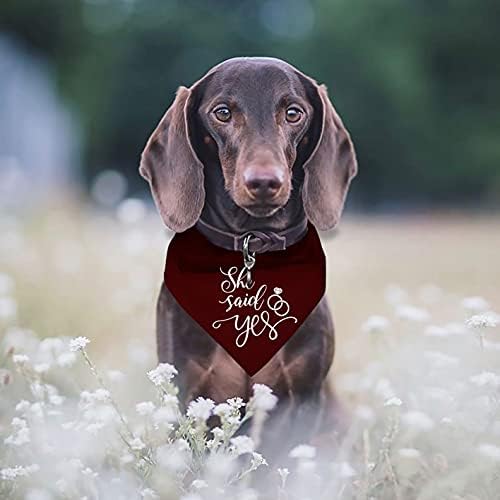 easycozy  My Humans are Getting Wedding Married and She Said Yes Dog Bandana, Pet Scarf Accessories for Dog Lovers Owners, Pack of 2