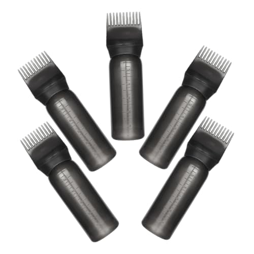 TOVINANNA 5pcs Hair Color Mixing Bottles Graduated Root Applicator with Comb Durable Plastic Hair Dye Applicator for Precise Measurement and Easy Application of Oils and Dyes