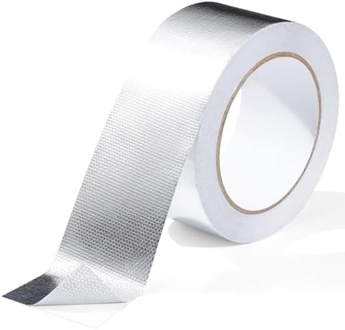 2inx66ft Aluminum Foil Tape, Fiberglass Heat Resistant Tape, Silver Self-Adhesive Heat Shield ReflectiveTape for Hose and Auto Use